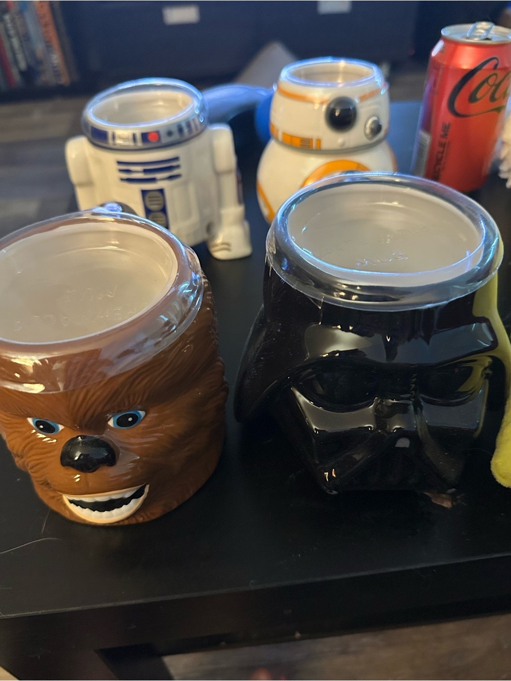 Set of Four Galeria Star Wars 3D Sculpted  Ceramic Mugs- Chewy, R2D2, Vader, BB8